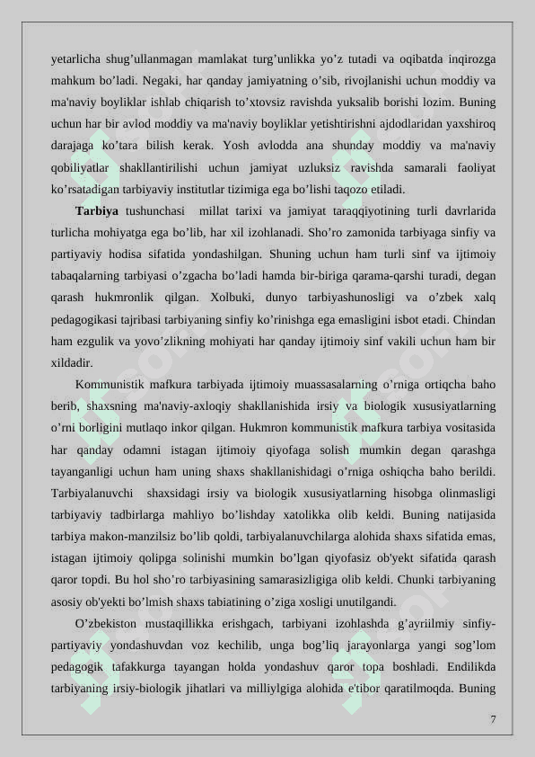 Tarbiya texnologiyasi 7