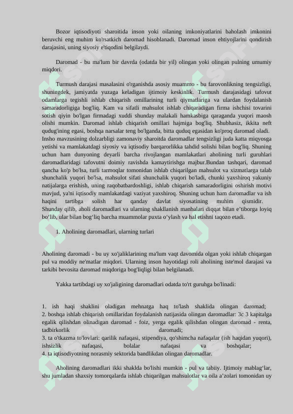 Aholining daromadlari 2