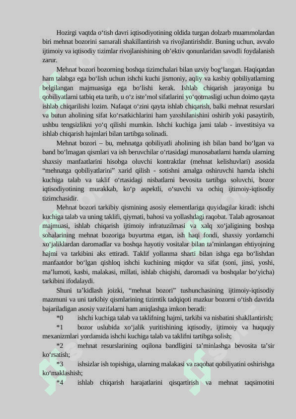 O’zbekiston Respublikasida mehnat bozorining shakllanishi va ishsizlikning uziga xos xususiyatlari. 2