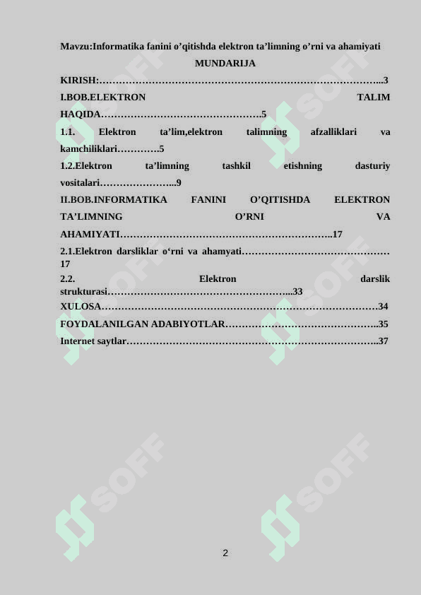 Informatika fanini o’qitishda elektron ta’limning o’rni va ahamiyati 2