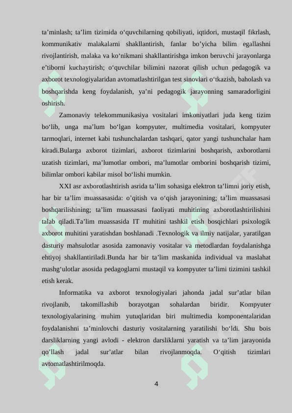 Informatika fanini o’qitishda elektron ta’limning o’rni va ahamiyati 4