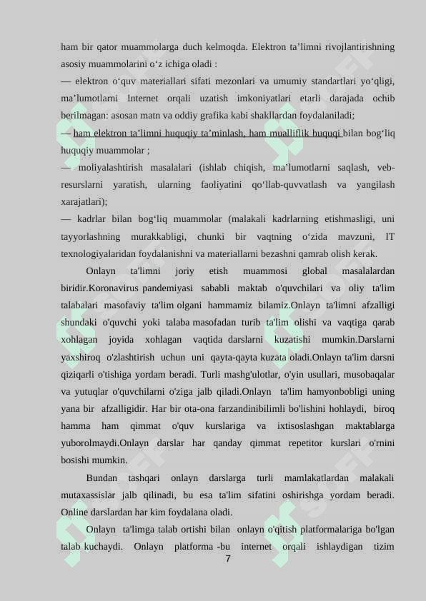 Informatika fanini o’qitishda elektron ta’limning o’rni va ahamiyati 7
