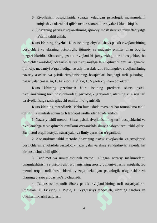 Shaxs psixik rivojlanishining bosqichlari 4