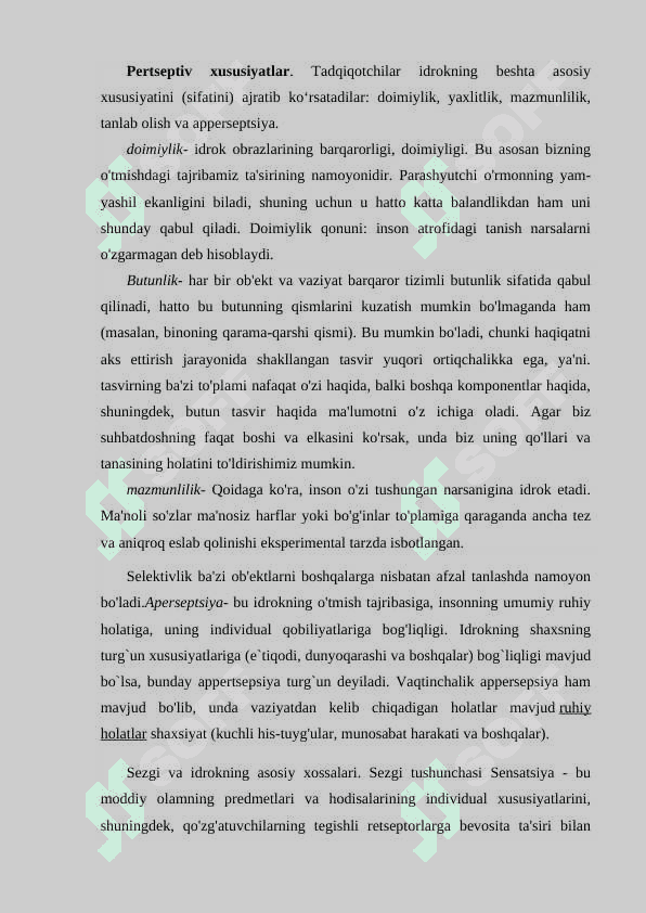 Sezgi va idrok umumiy  tasavurlar  yondashuvlar 6