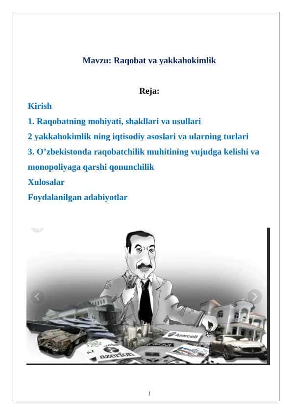 Raqobat va monopoliya
