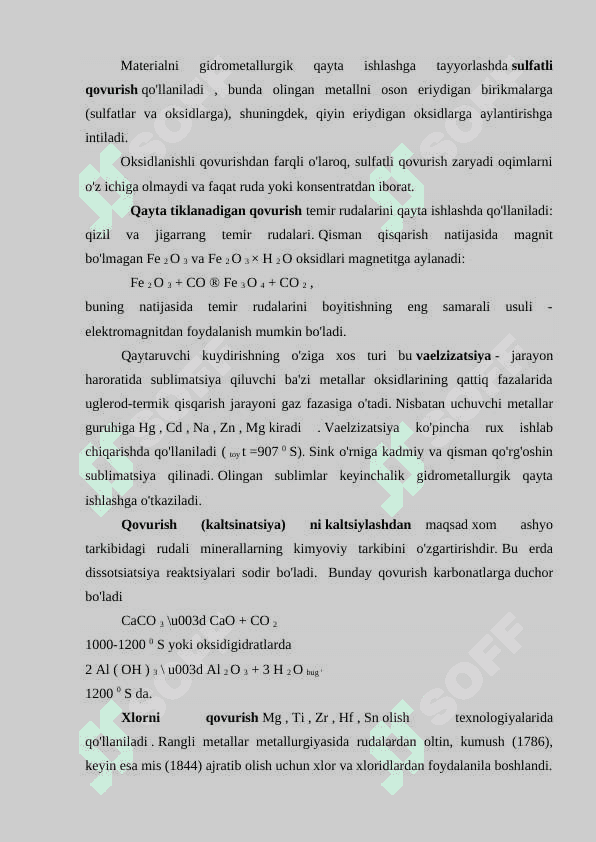 Metallurgik jarayonlarning turlari va asosiy xarakteristikalari 4
