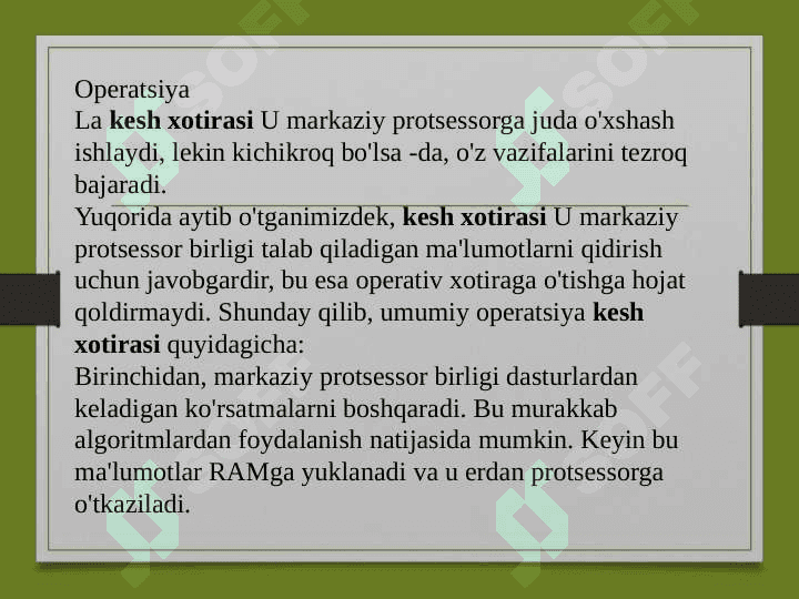 Aralash va Bo’lingan kesh xotira 3