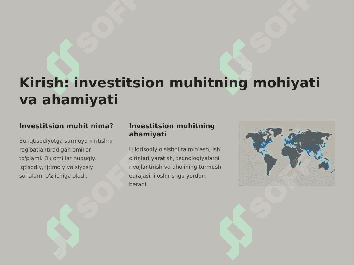 O‘zbekistonda investitsion muhit va uni yaratish xususiyatlari 2