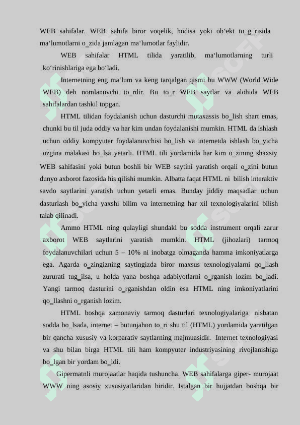WEB ga asoslangan dasturlar. 2