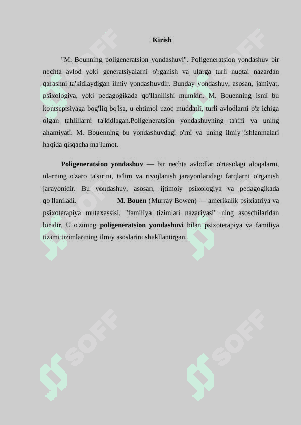 M. Bouenning poligeneratsion yondashuvi 2