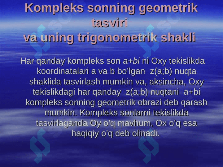 Kompleks sonlar va ular ustida amallar 3