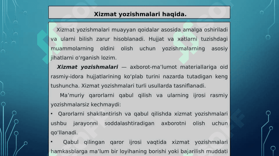 Xizmat yozishmalari 3