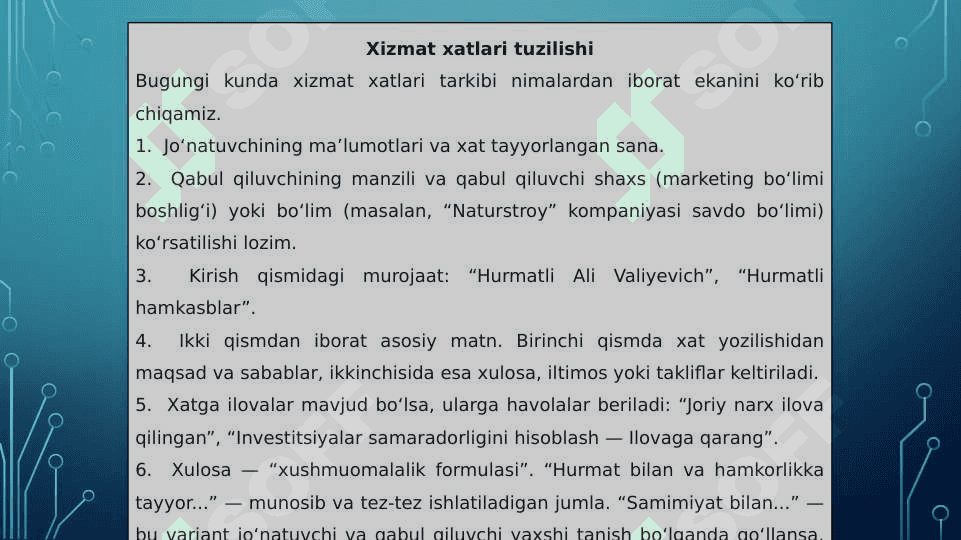 Xizmat yozishmalari 7