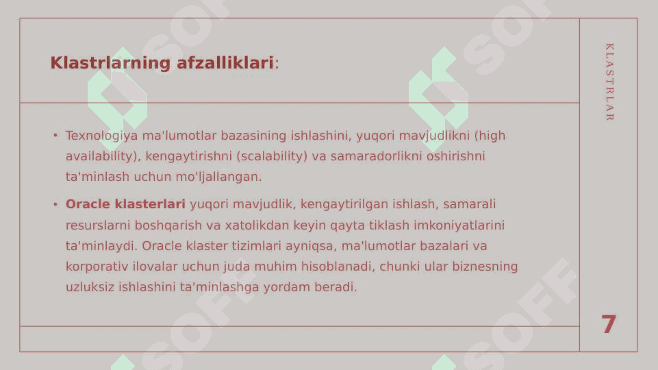 KLASTRLAR VA PAKETLAR 7