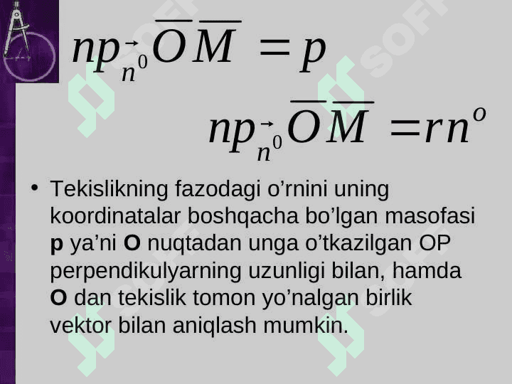 Fazoda to`g`ri chiziq va tekisliklarning turli tenglamalari 3