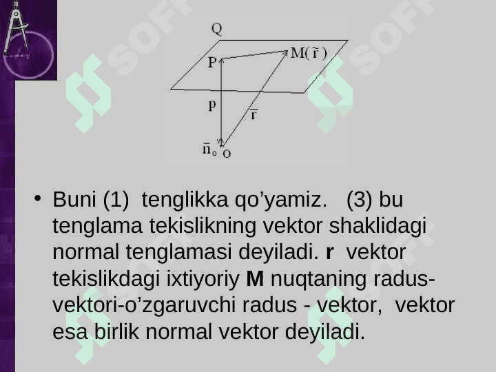 Fazoda to`g`ri chiziq va tekisliklarning turli tenglamalari 4