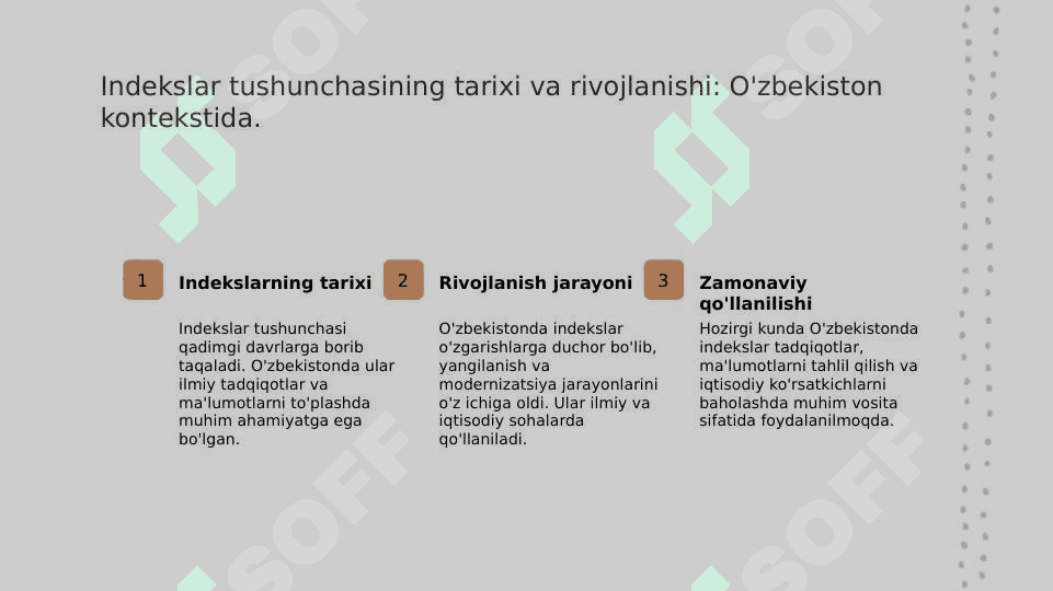 Indekslar tóg'risida tushuncha va ularning turlari 6