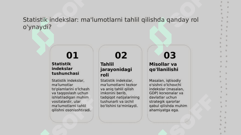 Indekslar tóg'risida tushuncha va ularning turlari 8