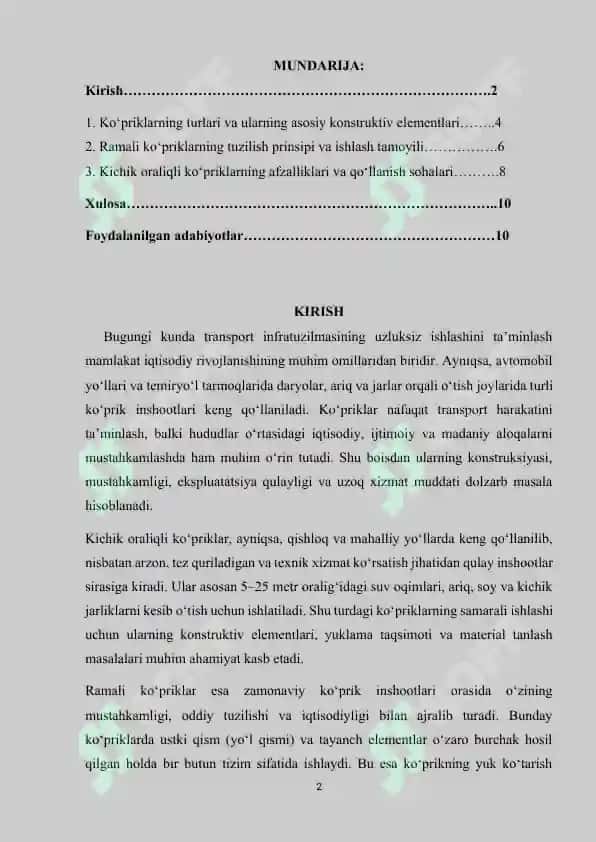 Kichik oraliqli ramali ko‘priklarning o‘ziga xos konstruksiyalari 2