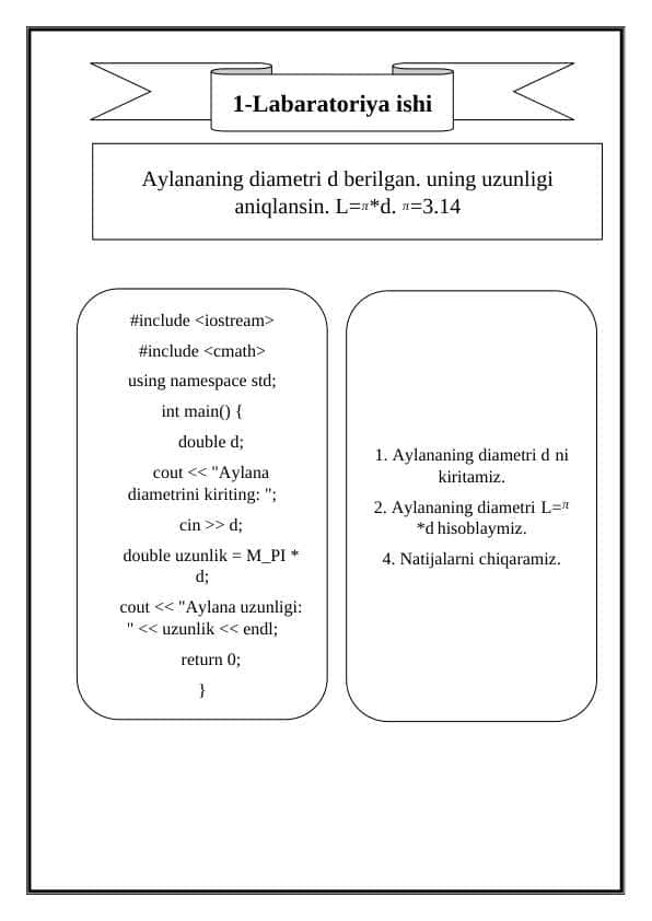 Aylananing diametri d berilgan. uning uzunligi
