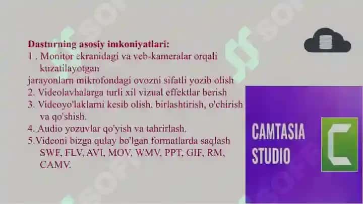 Camtasia Studio, Ispring CamPro, Capture, Bandicam dasturlari va ularning imkonyatlari 6