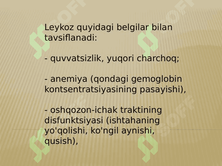 Leykozda qondagi o'zgarishlar 6