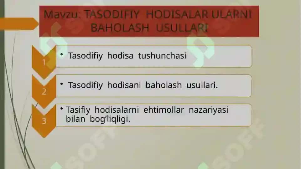 TASODIFIY  HODISALAR ULARNI  BAHOLASH  USULLARI 2