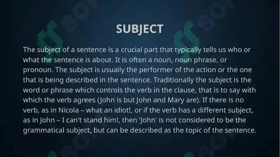 The primary parts of the sentence 3