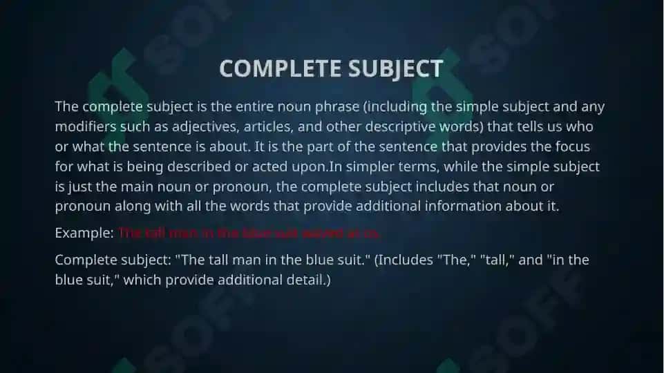 The primary parts of the sentence 6