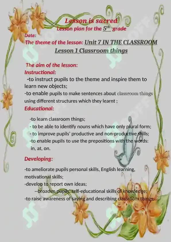 Unit 7 IN THE CLASSROOM Lesson 1 Classroom things 2