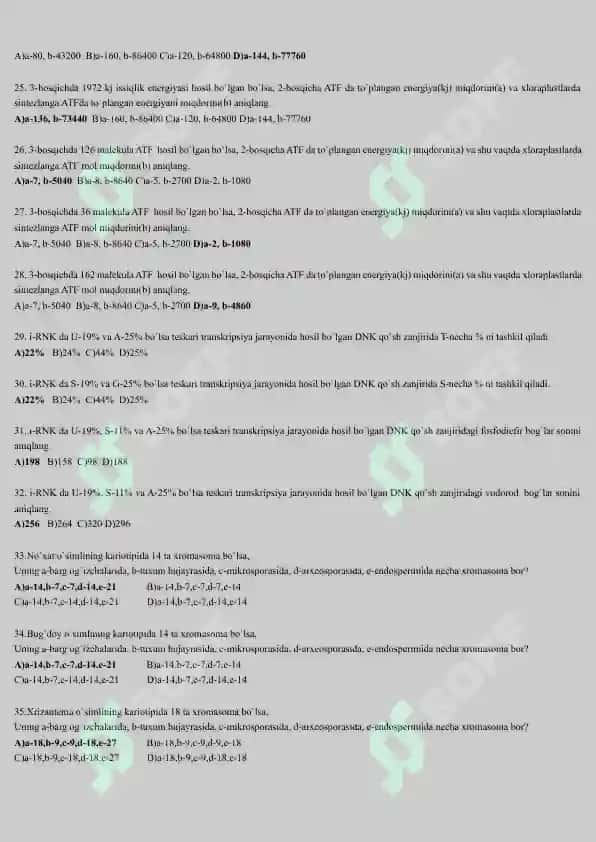 Biologiyadan masalalar 4