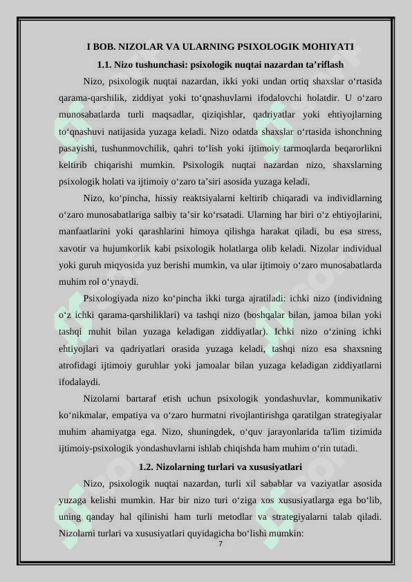 Oʻquvchilarni oʻzaro munosabatlardagi nizolaridan psixologik xususiyatlari 7
