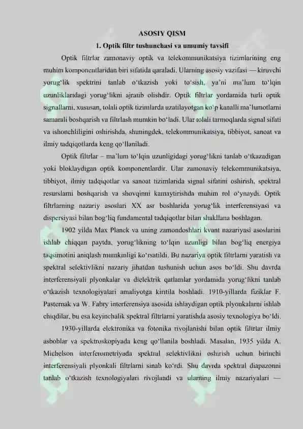Optik filtr va ularning tarmoqlardagi roli 4