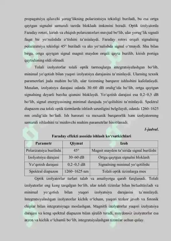 Optik tarmoqlarda ishlatiladigan izolyatorlar va tsirkulyatorlar 5