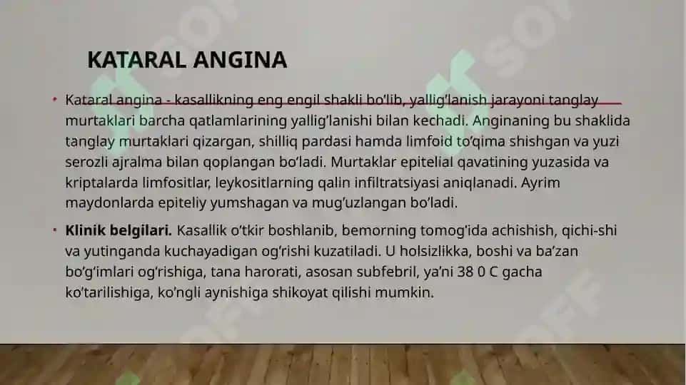 Angina. O’tkir laringit. O’tkir faringit. Klinika, diagnostika,tasniflash, davolash 8