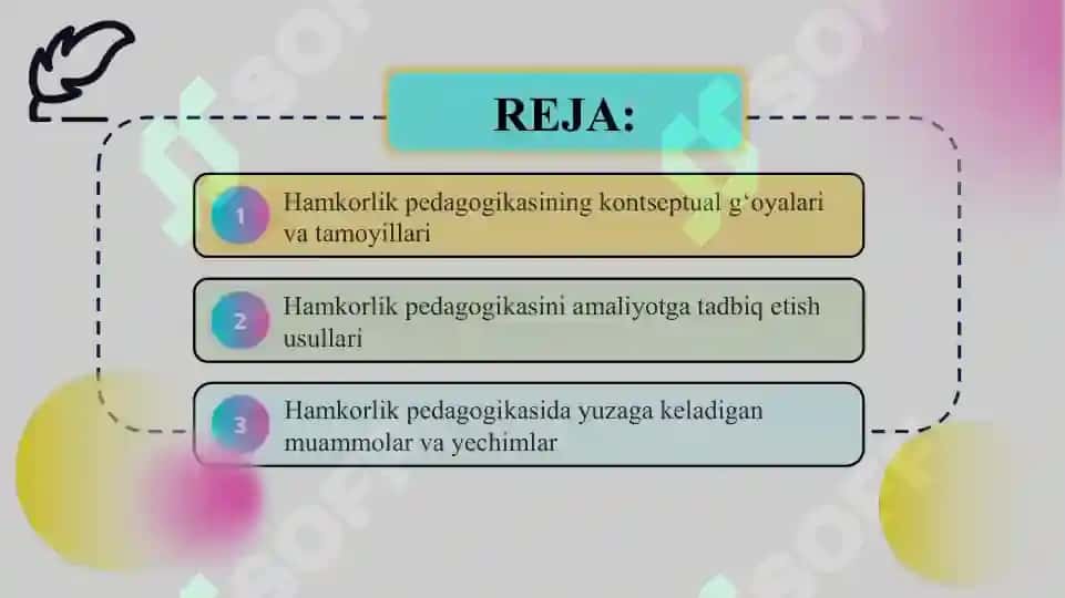 Hamkorlik pedagogikasining kontseptual g‘oyalari SLAYD 2