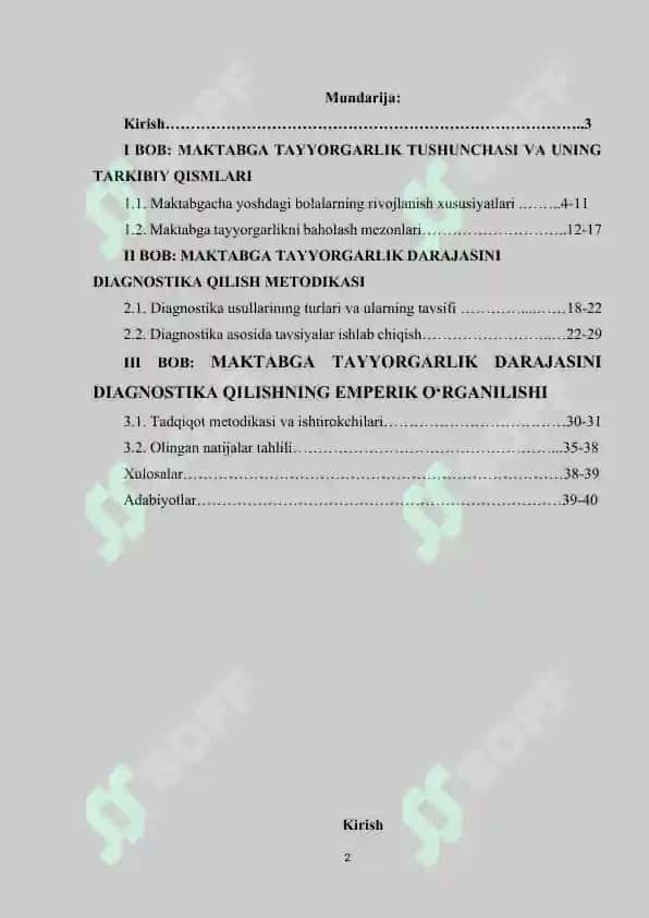 MAKTABGA TAYYORGARLIK DARAJASINI DIAGNOSTIKA QILISH .docx 2