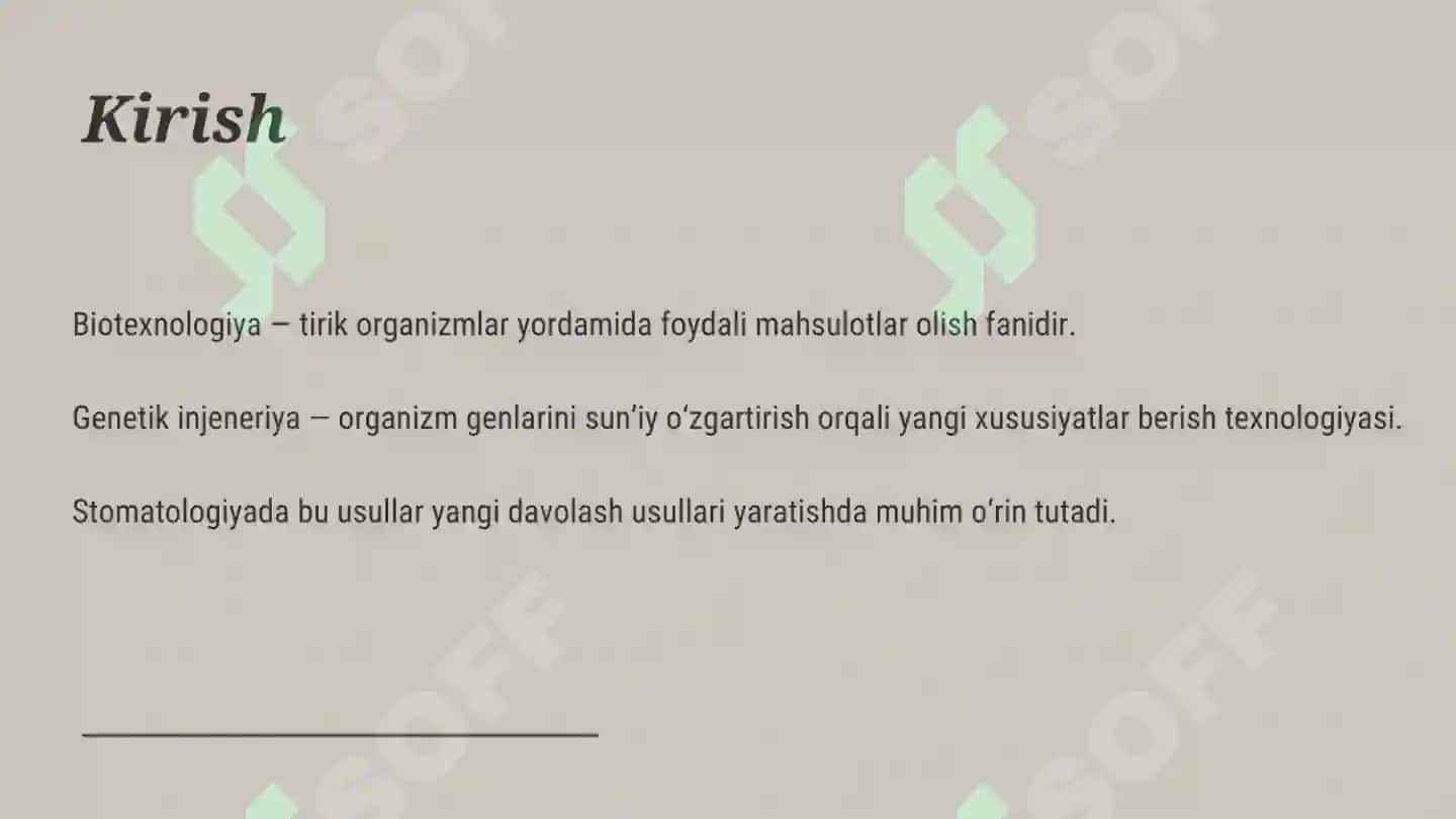 STOMATOLOGIYADA GENETIK INJENERIYA BIOTEXNOLOGIYA 2