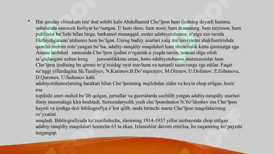 Abdulhamid Cho‘lpon hayot va ijodi 2