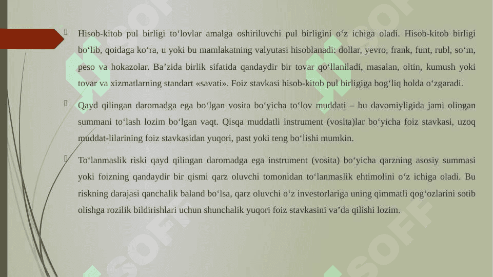 Fozi stavkasiga hisob-kitop pul birligining ta'siri 4