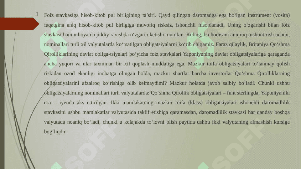 Fozi stavkasiga hisob-kitop pul birligining ta'siri 5