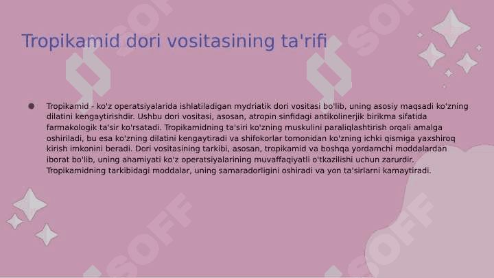 Tropikamid dori vositasining farmakalogiyasi 3