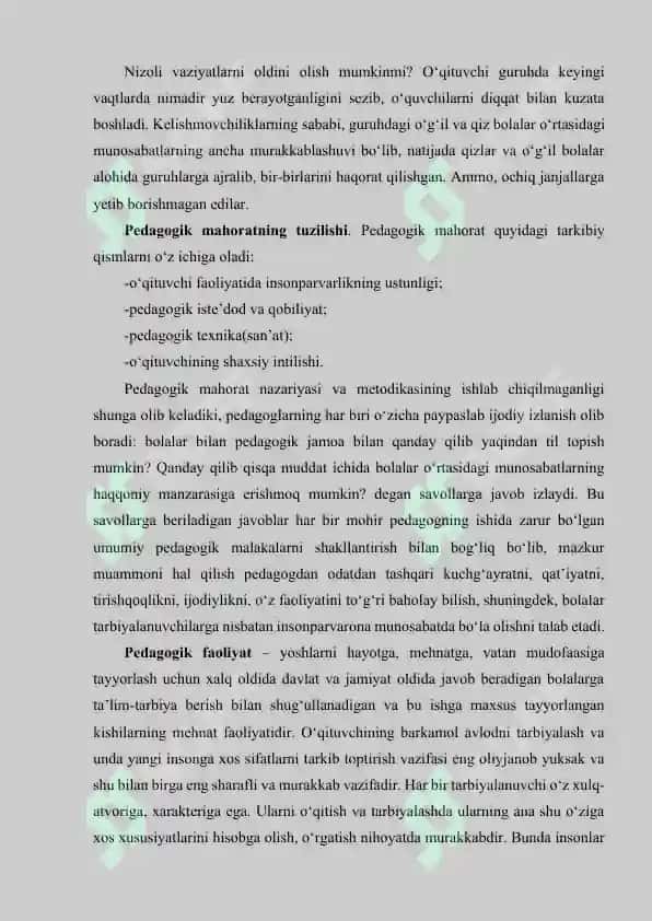 Pedagogik mahorat fanining vazifalari va asosiy tarkibiy qismlari 3