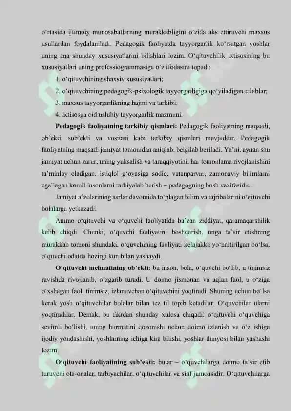 Pedagogik mahorat fanining vazifalari va asosiy tarkibiy qismlari 4