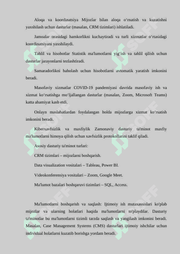 IJTIMOIY ISH SOHASIDA ZAMONAVIY DASTURIY TAMINOTLARNING OʻRINI 3