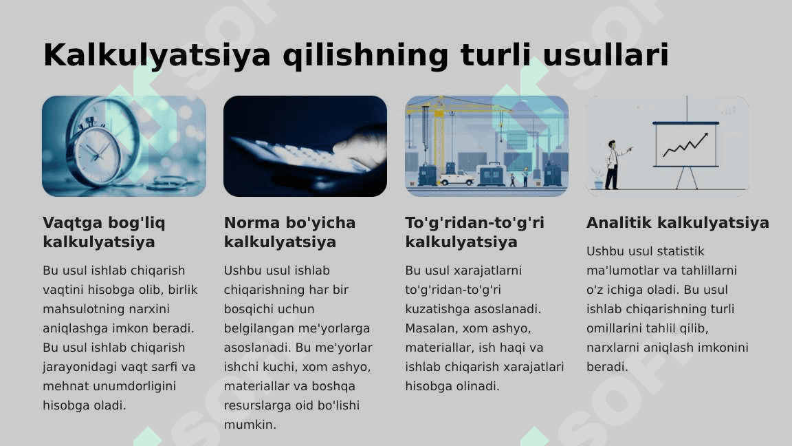 Kalkulyatsiya qilishning jarayonli va normativ usuli 5