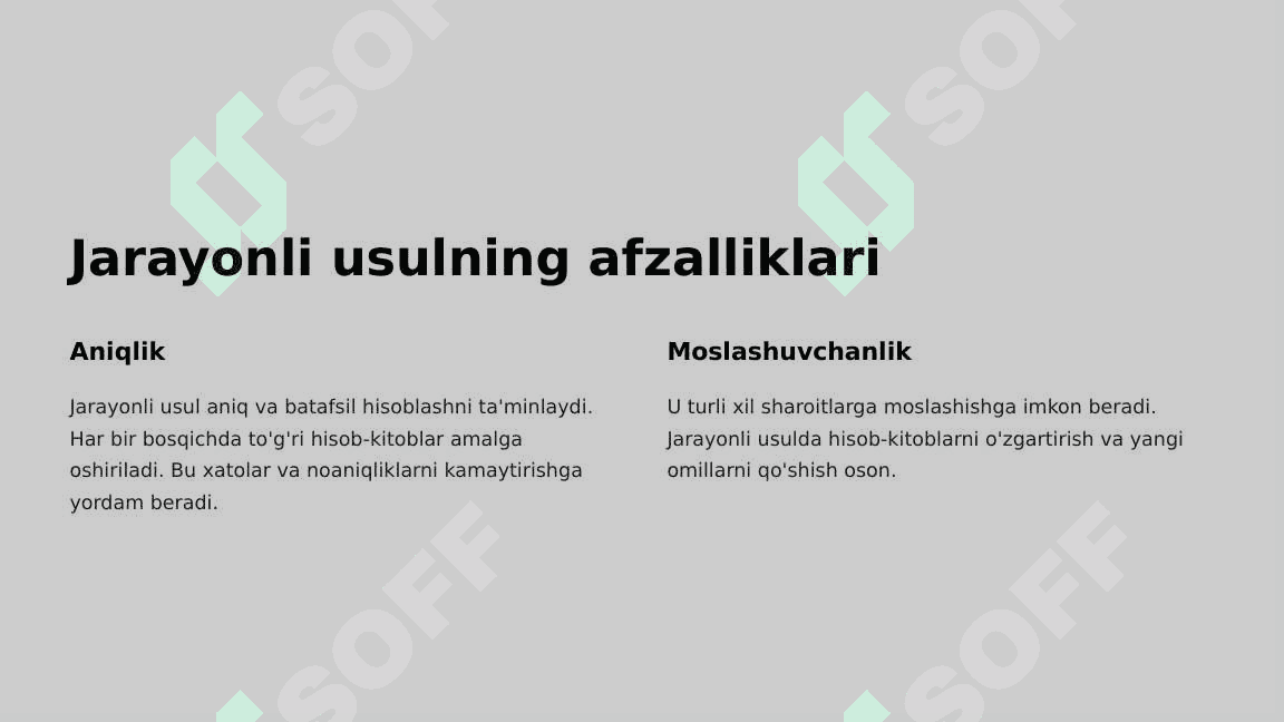 Kalkulyatsiya qilishning jarayonli va normativ usuli 7