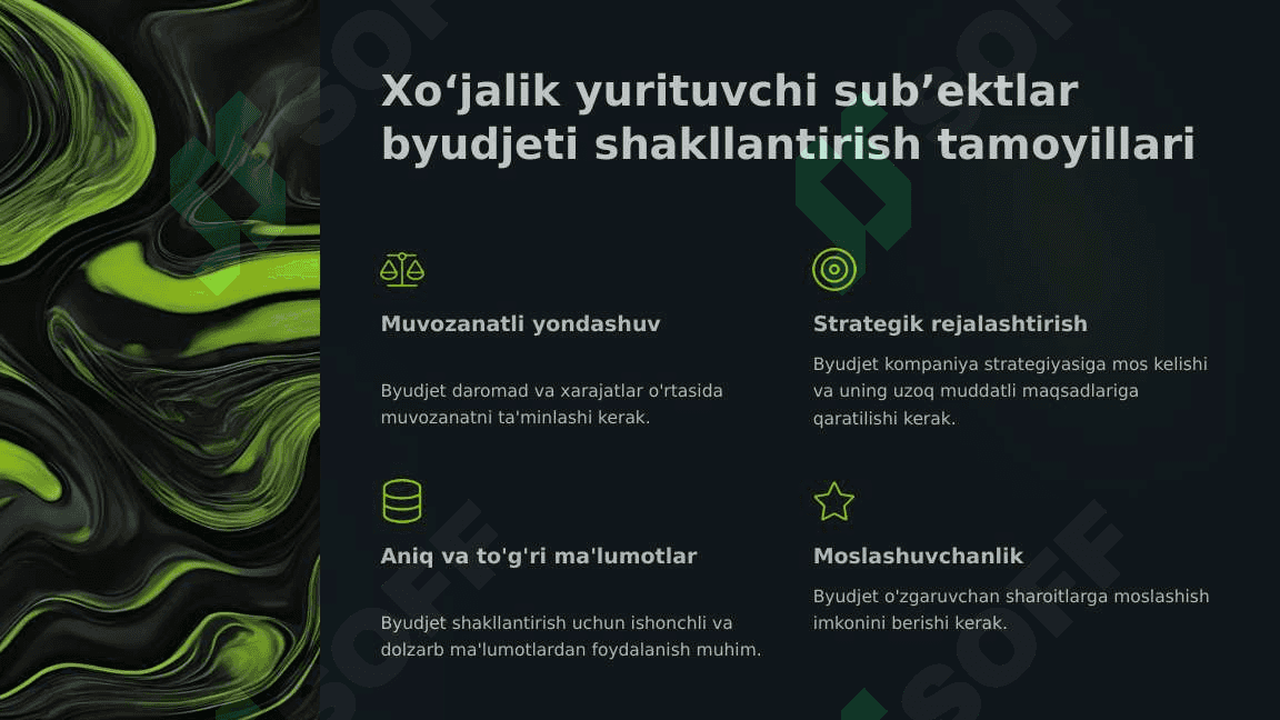 Xo‘jalik yurituvchi sub’ekt byudjeti mohiyati va uni shakllantirish 2 6