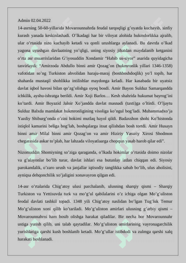 Sarbadorlar harakati – ijtimoiy qatlamlar to’qnashgan maydon 24 2