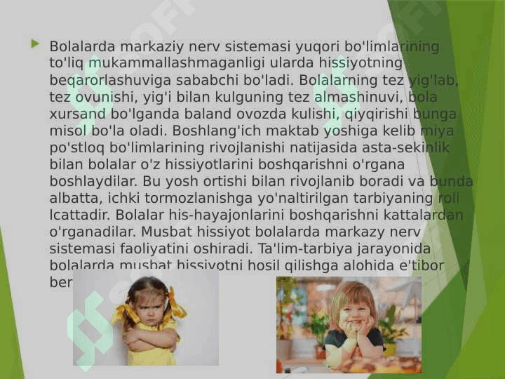 Oliy nerv faoliyati va uning yoshga oid xususiyatlari 8